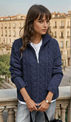 JERSEY DE PUNTO DE CABLE CON CREMALLERA EN EL CUELLO