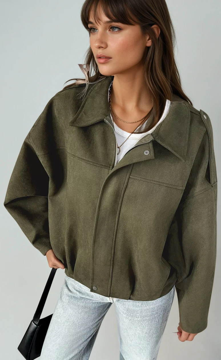 CHAQUETA DE HOMBRO CAÍDO CON CREMALLERA