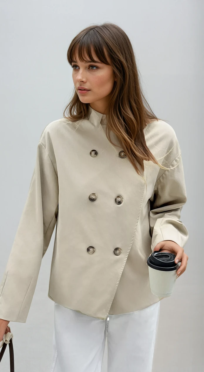 CHAQUETA CRUZADA DE MANGA LARGA